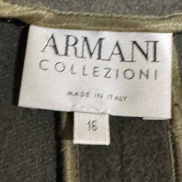 Vintage Armani Collezioni olive / army Green Belted Coat size 16 - Picture 7 of 9